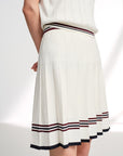 EP YAYING Sporty Contrast Stripe Pleated Mini Skirt
