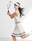 EP YAYING Sporty Contrast Stripe Pleated Mini Skirt