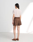 EP YAYING Bamboo Cotton Round Neck Embroidered Floral Short Sleeve Top
