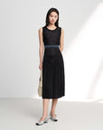 EP YAYING Sleeveless Waist-Cinched Pleated Dress