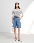EP YAYING Linen Pleated Wide-Leg Shorts