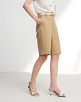 EP YAYING High-Waisted Straight-Leg Shorts