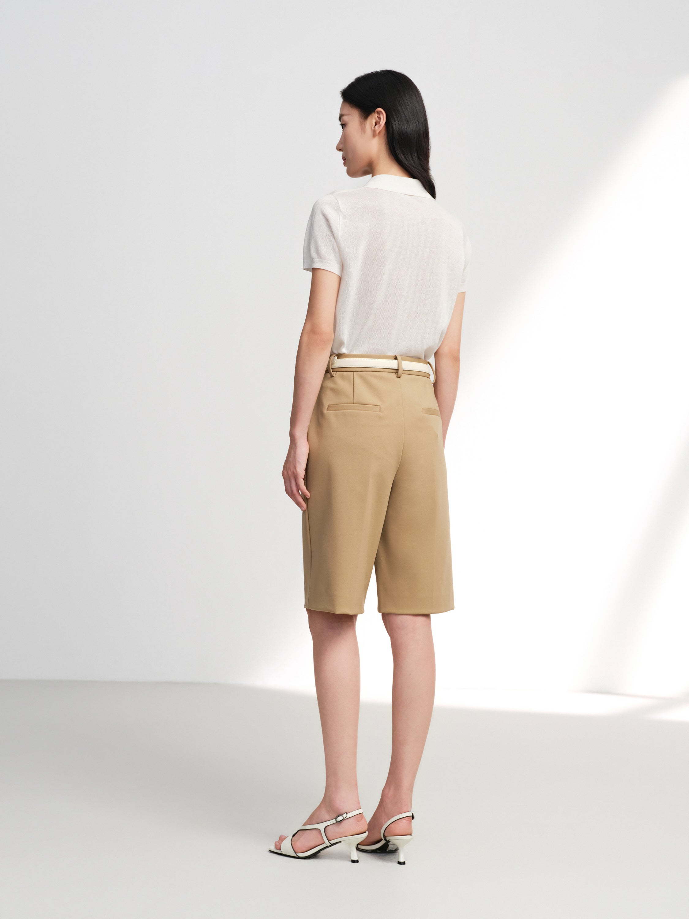 EP YAYING High-Waisted Straight-Leg Shorts