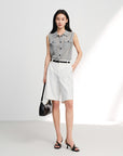 EP YAYING Commuter Polo Collar Tailored Knit Cardigan Vest