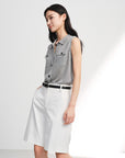 EP YAYING Commuter Polo Collar Knitted Button-Up Vest