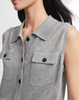 EP YAYING Commuter Polo Collar Tailored Knit Cardigan Vest