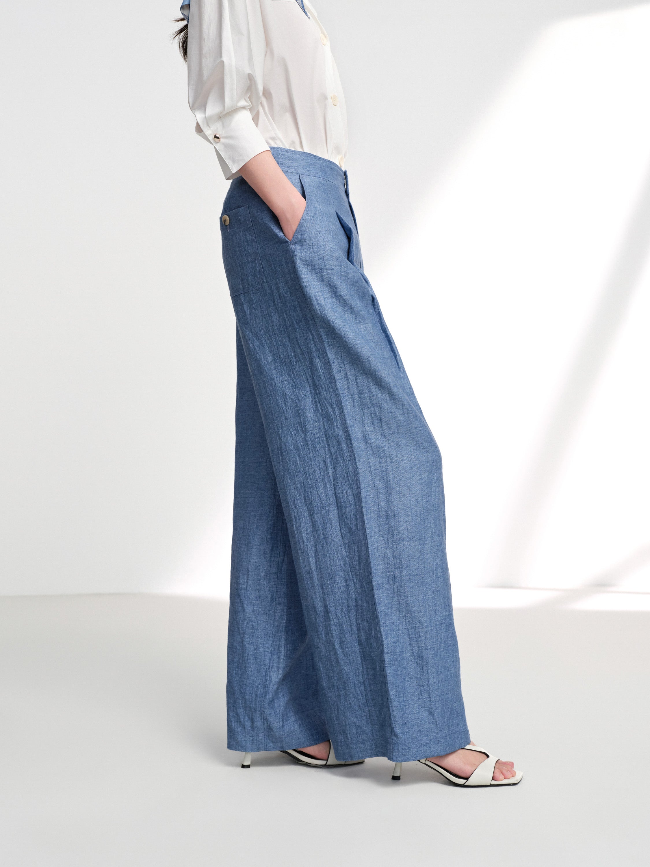 EP YAYING Linen Straight Leg Pants