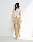 EP YAYING Silk Vertical Stripe Straight-Leg Wide Pants
