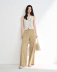 EP YAYING Silk Vertical Stripe Straight-Leg Wide Pants