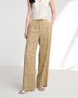 EP YAYING Silk Vertical Stripe Straight-Leg Wide Pants