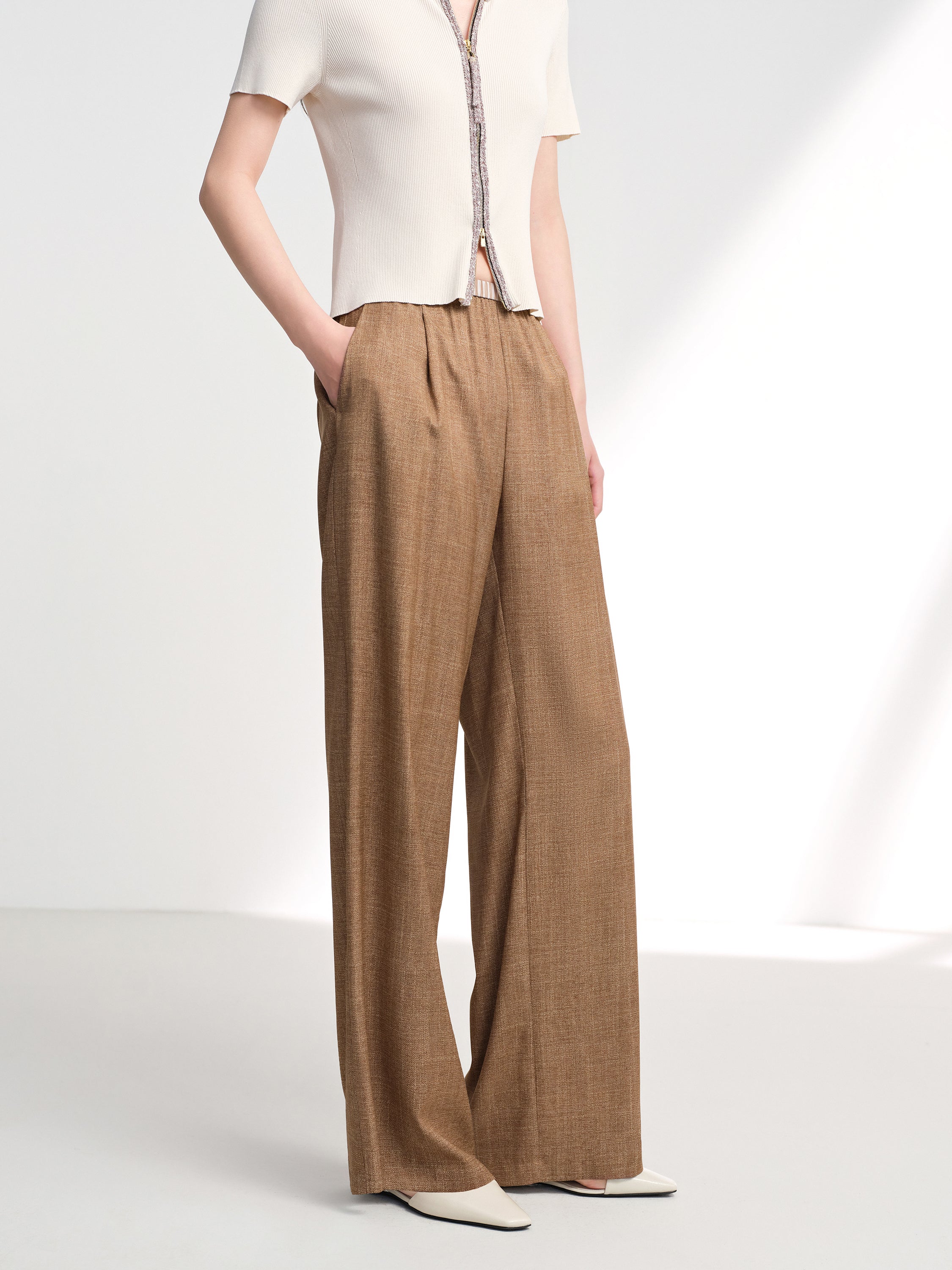 EP YAYING Silk Straight Trousers