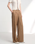 EP YAYING Stretch Silk Commuter Tailored Straight-Leg Pants