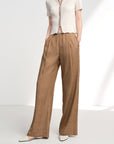 EP YAYING Stretch Silk Commuter Tailored Straight-Leg Pants