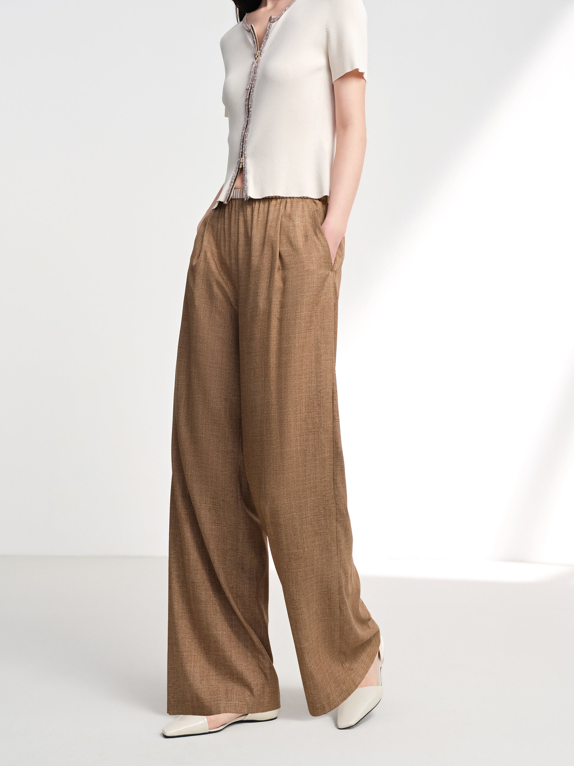 EP YAYING Silk Straight Trousers