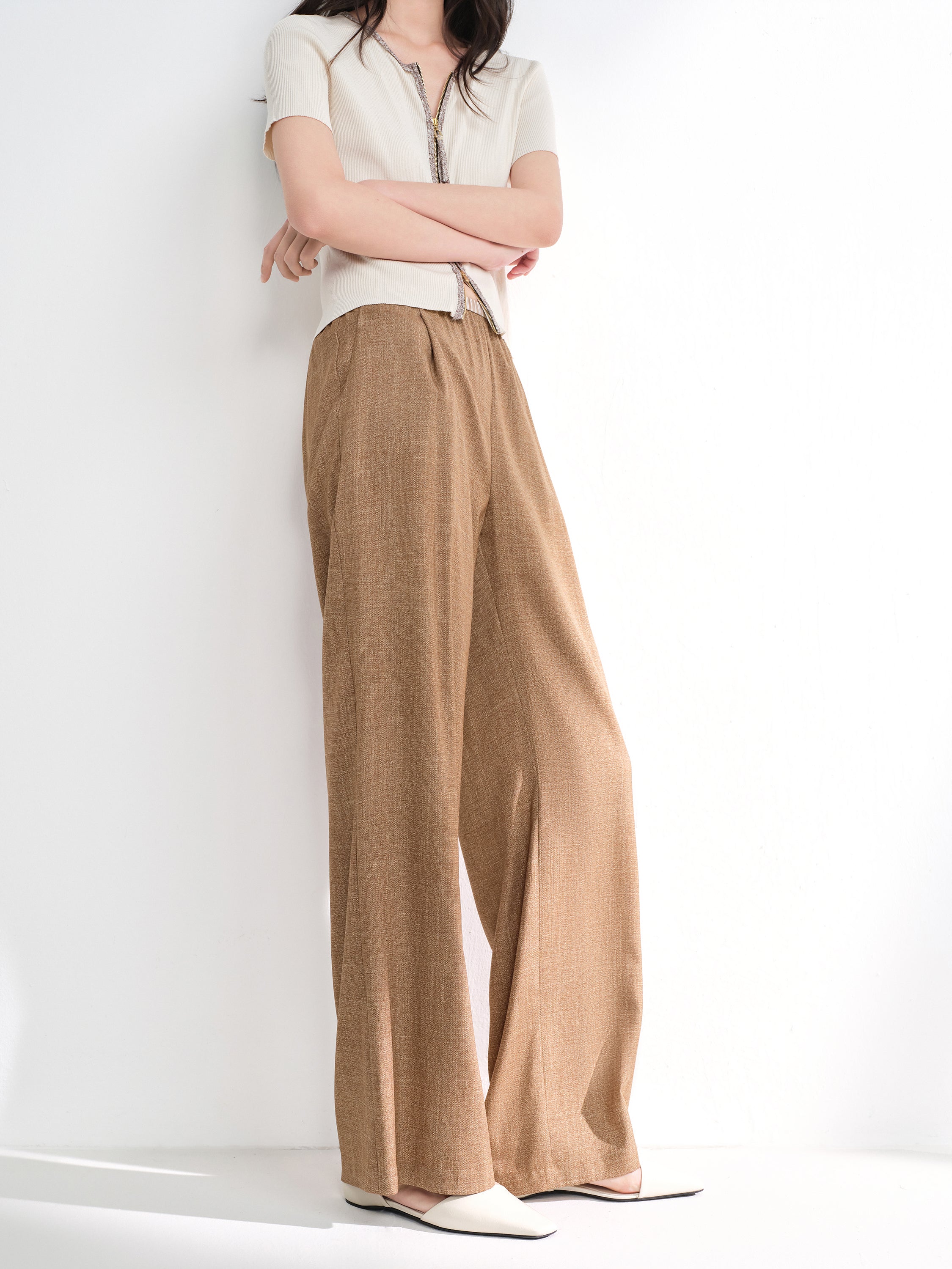 EP YAYING Silk Straight Trousers