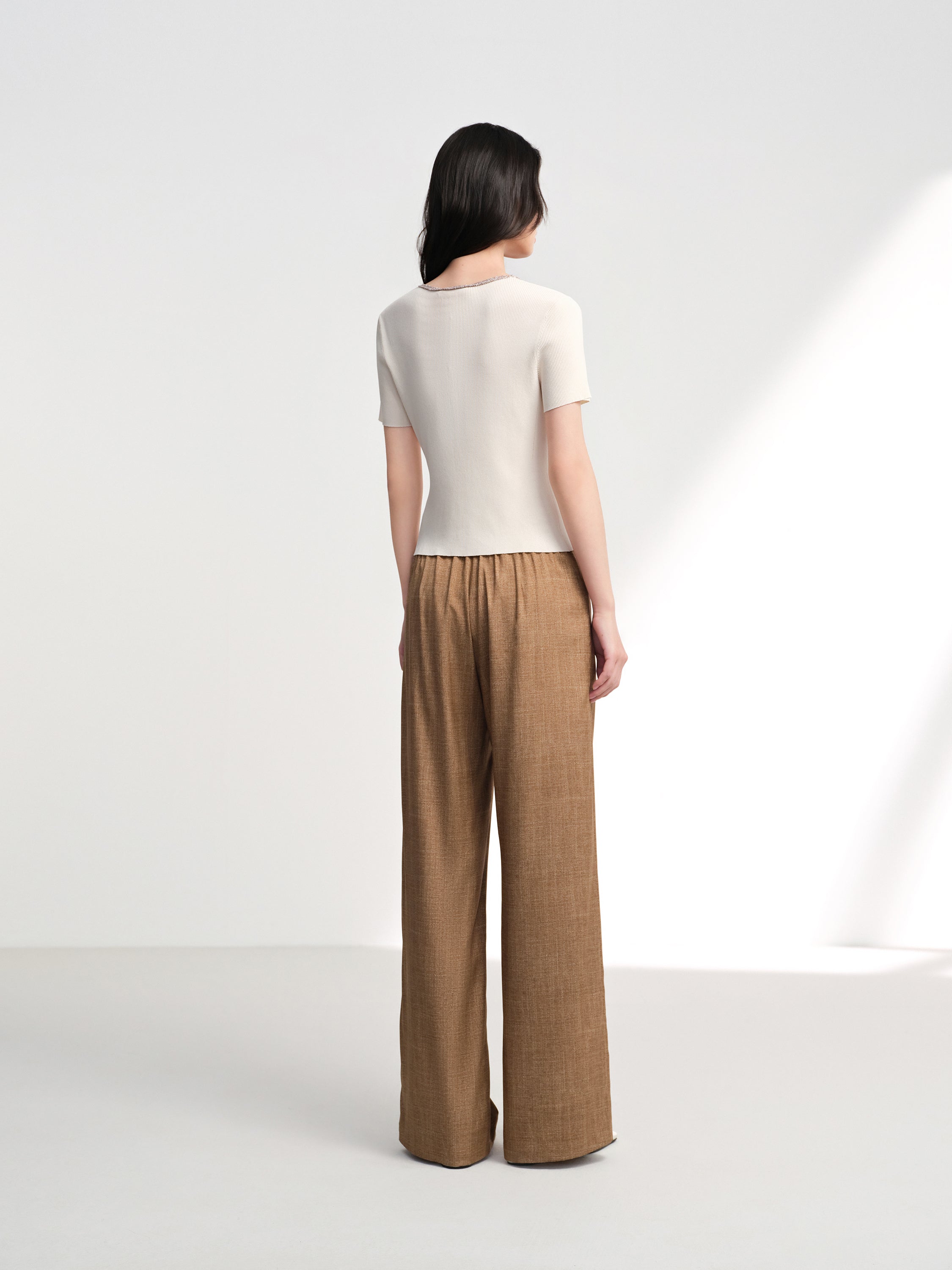EP YAYING Silk Straight Trousers