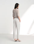 EP YAYING Cotton Linen Washed Denim-Style Tapered Slim Ankle Pants