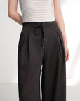 EP YAYING Lightweight Wool Relaxed Wide-Leg Pants in Deep Gray