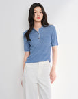 EP YAYING Linen Wool Blend Knit Polo Shirt
