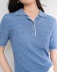EP YAYING Linen Wool Blend Knit Polo Shirt