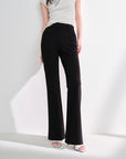 EP YAYING Double-Faced Knit High-Waisted Flared Pants