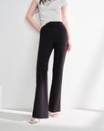 EP YAYING Double-Faced Knit High-Waisted Flared Pants