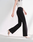 EP YAYING Double-Faced Knit High-Waisted Flared Pants