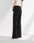 EP YAYING Double-Faced Knit High-Waisted Flared Pants