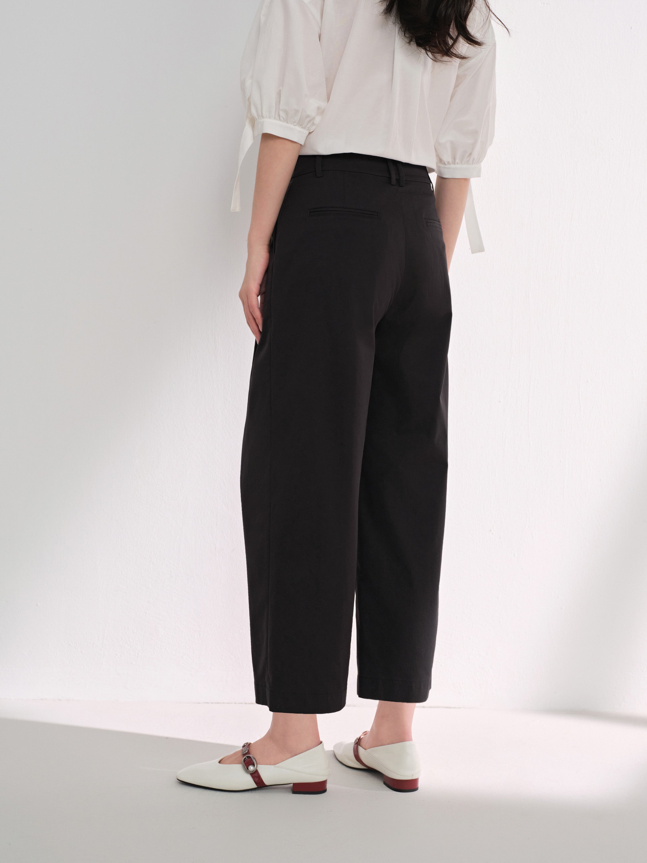 EP YAYING Relaxed Airy Crinkle Ankle Pants