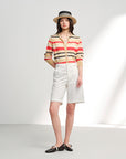 EP YAYING Tencel Linen High-Waist Wide-Leg Denim Shorts
