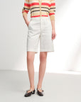 EP YAYING Tencel Linen High-Waist Wide-Leg Denim Shorts