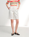 EP YAYING Tencel Linen High-Waist Wide-Leg Denim Shorts