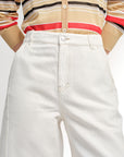 EP YAYING Tencel Linen High-Waist Wide-Leg Denim Shorts