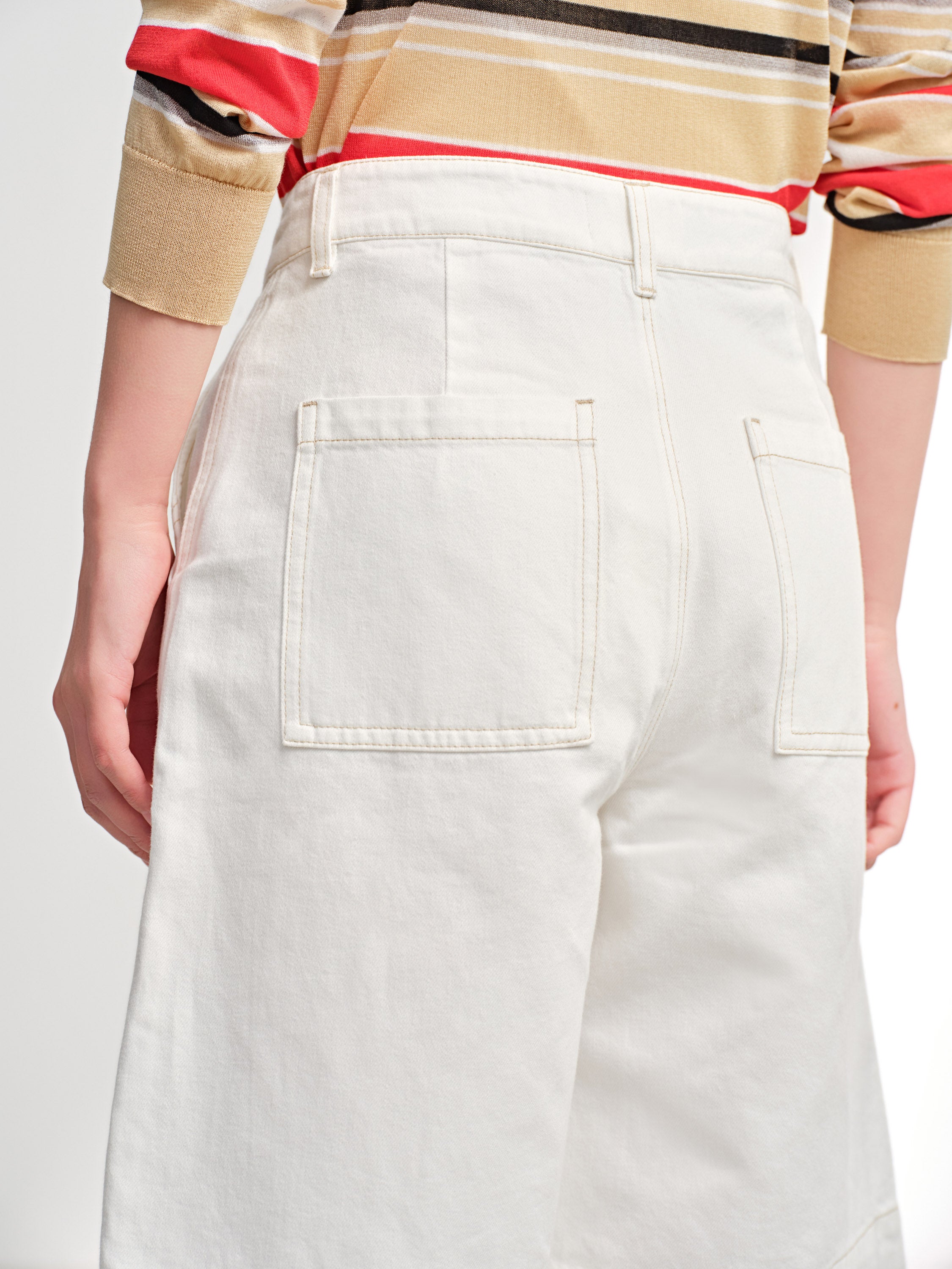 EP YAYING Tencel Linen High-Waist Wide-Leg Denim Shorts