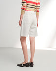 EP YAYING Tencel Linen High-Waist Wide-Leg Denim Shorts
