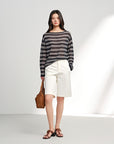 EP YAYING High-Waisted Straight-Leg Shorts