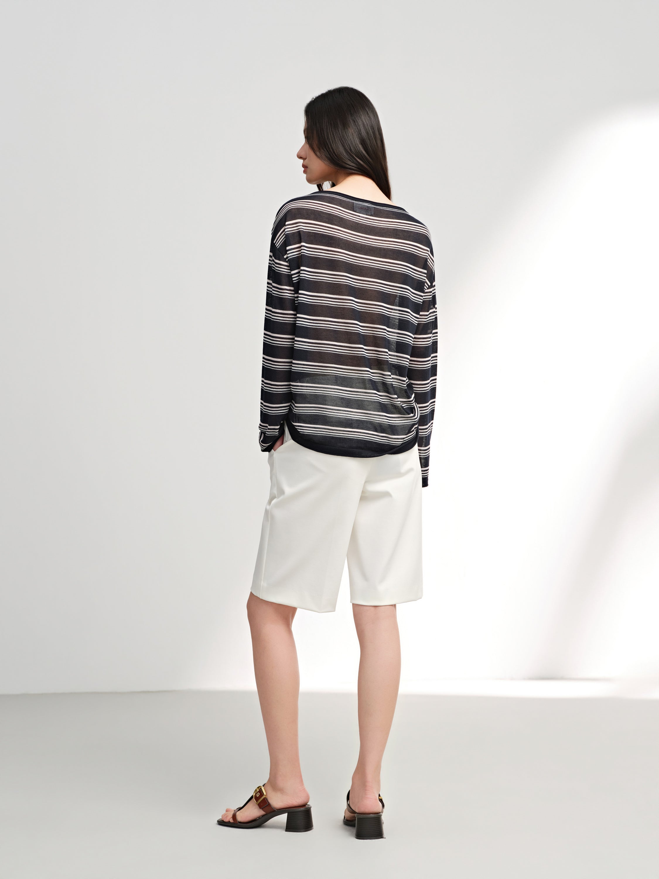 EP YAYING High-Waisted Straight-Leg Shorts