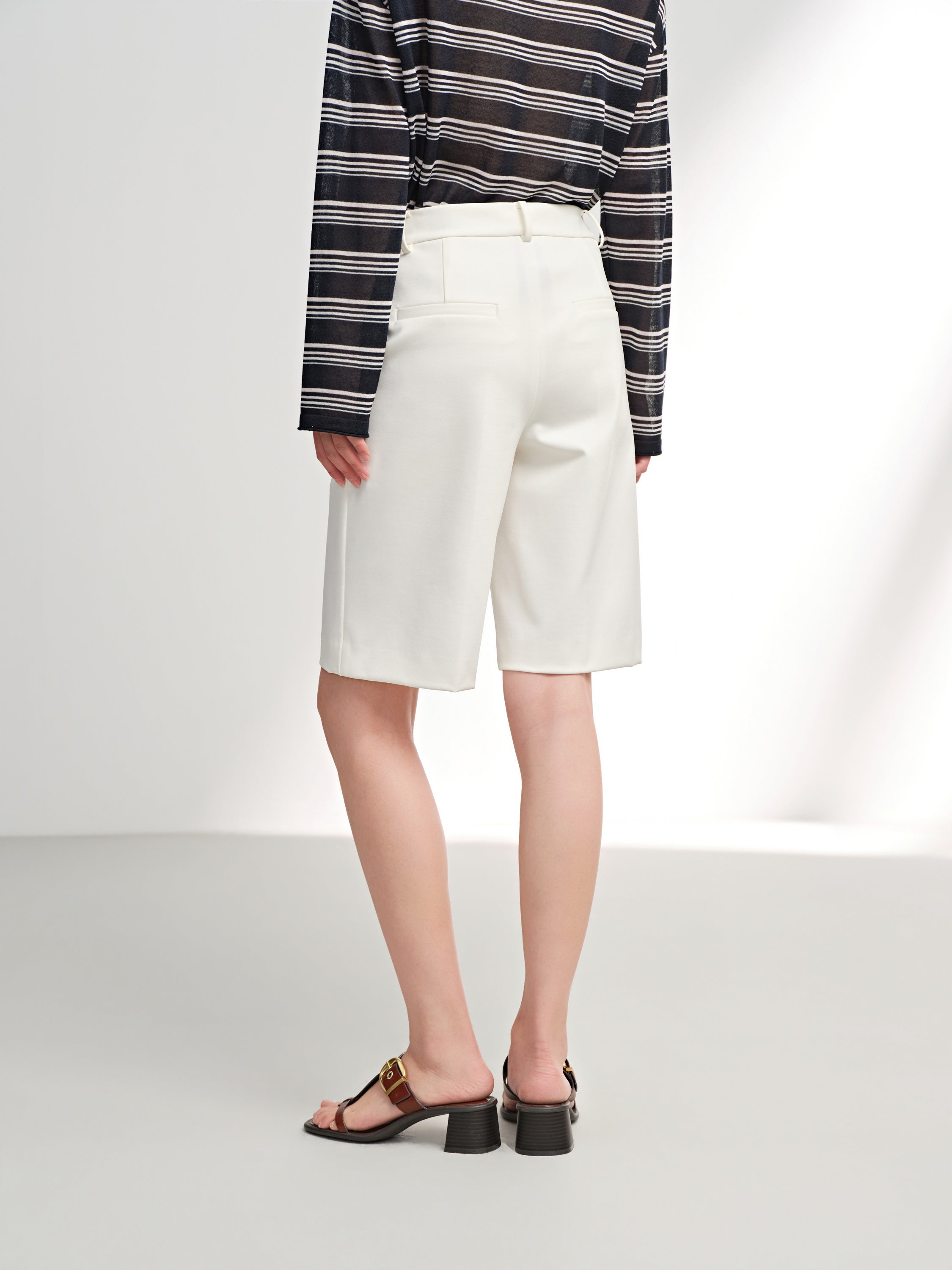 EP YAYING High-Waisted Straight-Leg Shorts