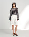 EP YAYING High-Waisted Straight-Leg Shorts