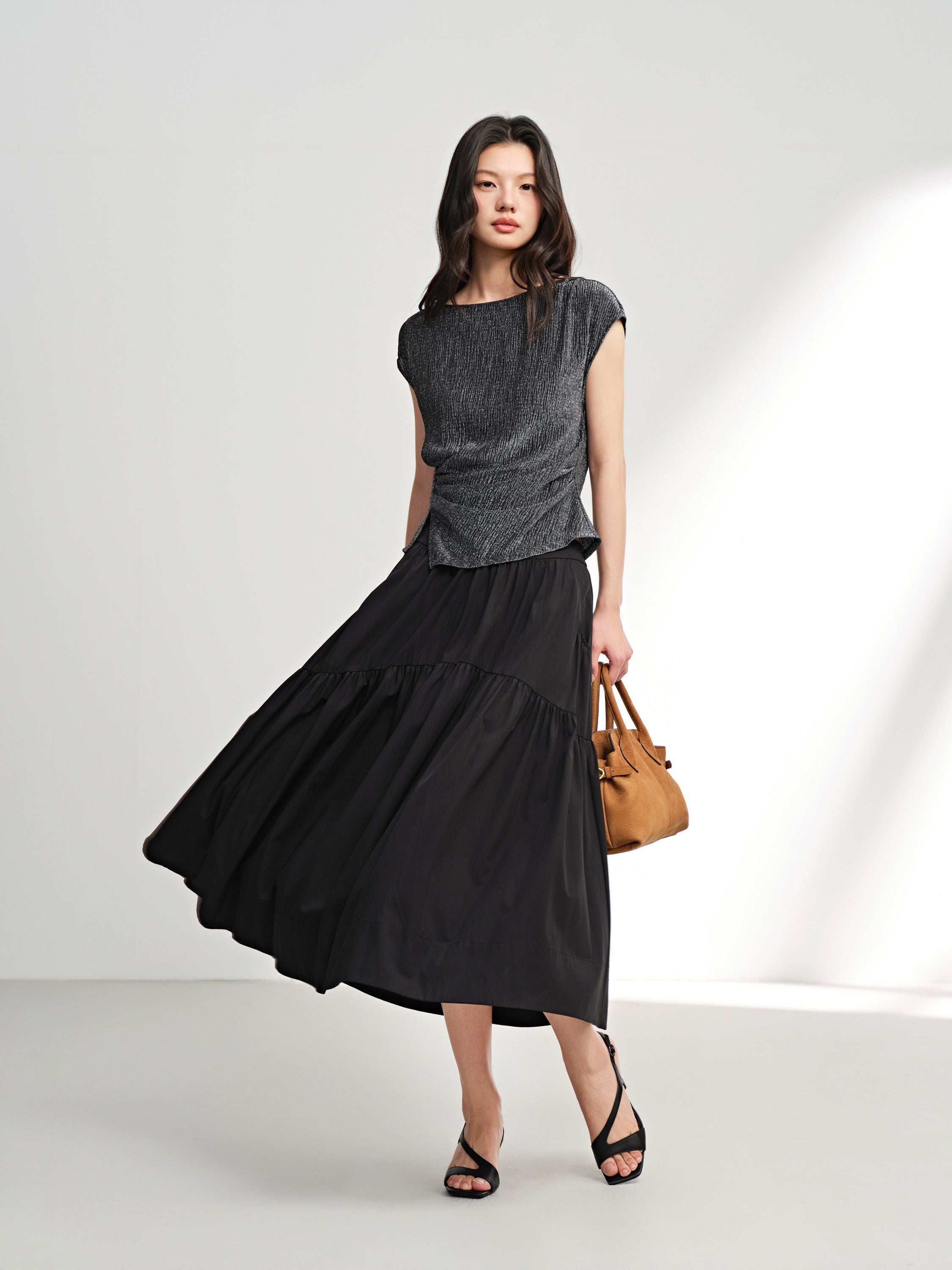 EP YAYING Black A-Line Skirt