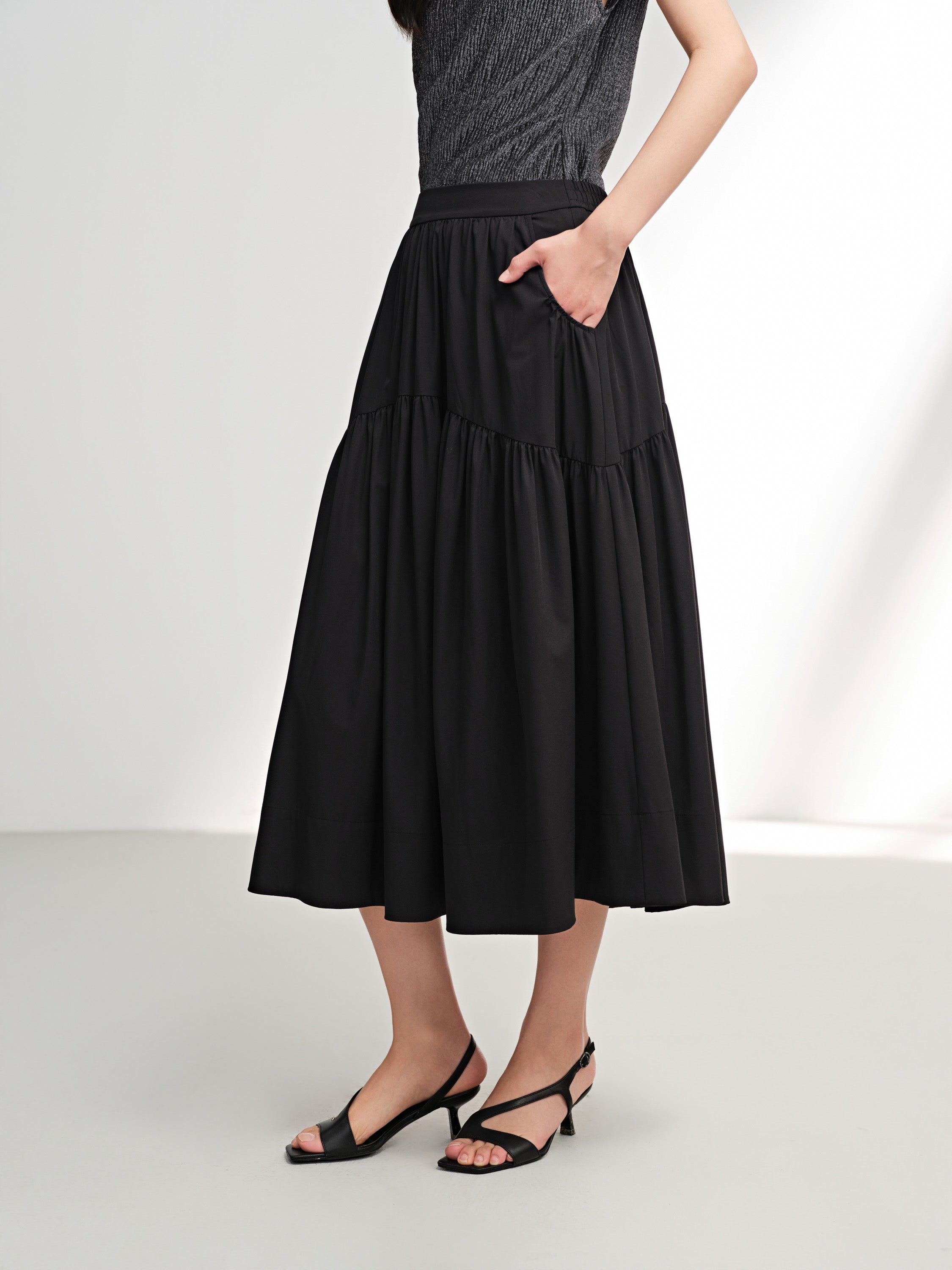 EP YAYING Black A-Line Skirt