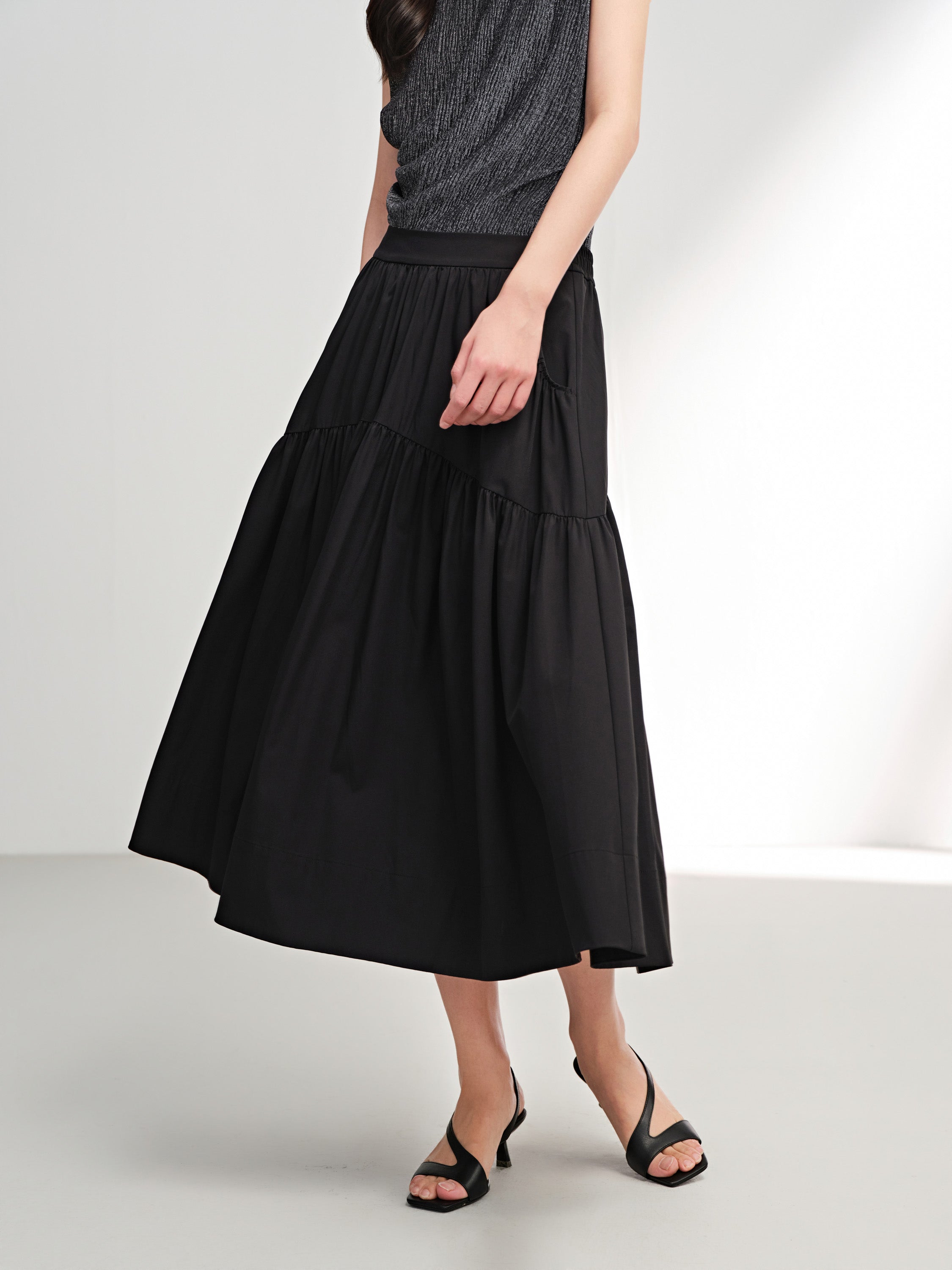 EP YAYING Black A-Line Skirt
