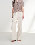 EP YAYING Linen Drawstring Straight Pants