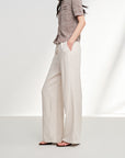 EP YAYING Linen Drawstring Straight Pants