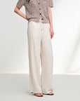 EP YAYING Linen Drawstring Straight Pants