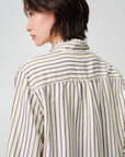 EP YAYING Green Stripe Ruffle Collar Blouse