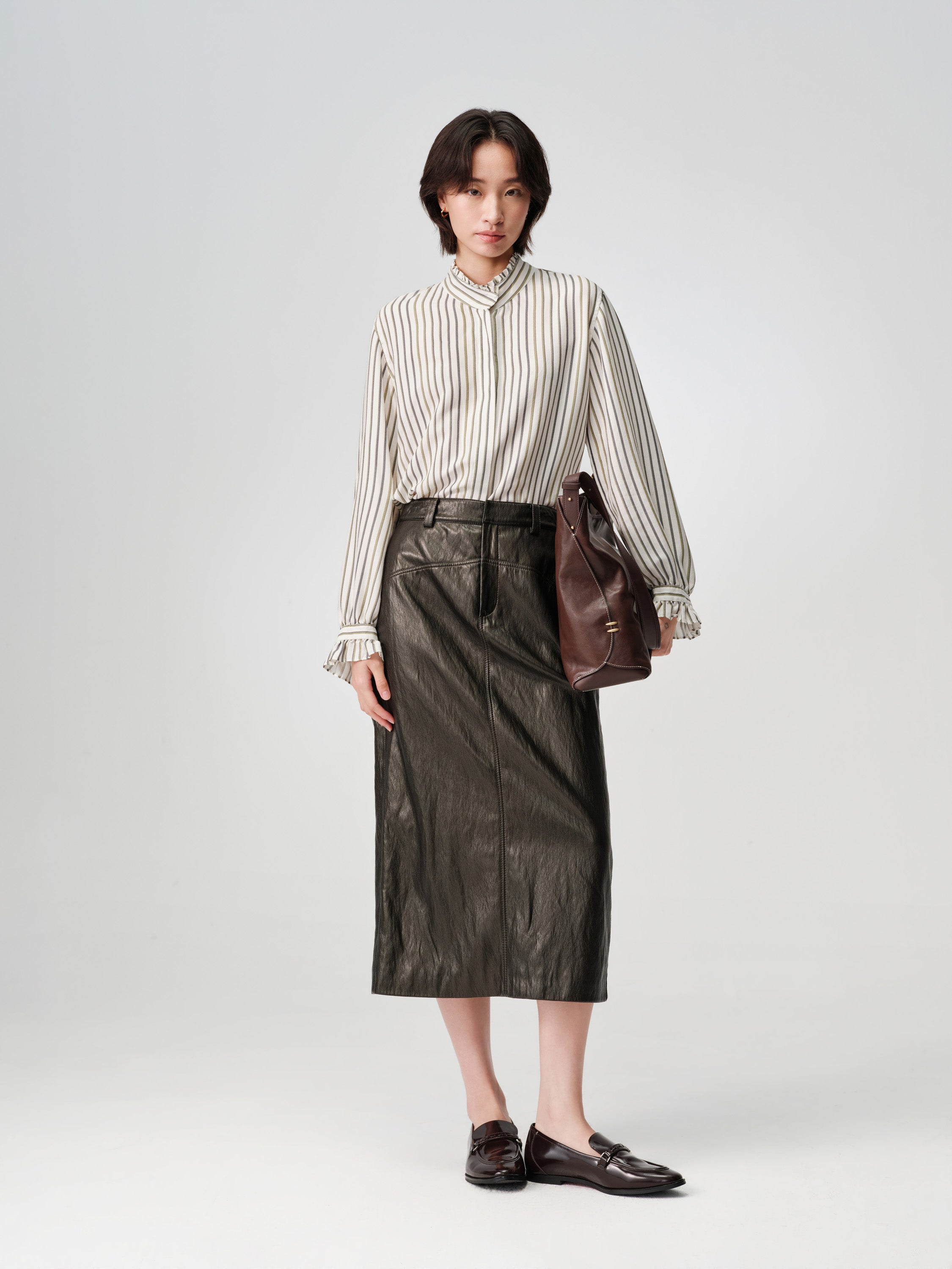 EP YAYING Mini A-Line PU Leather Skirt