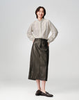 EP YAYING Green Stripe Ruffle Collar Blouse