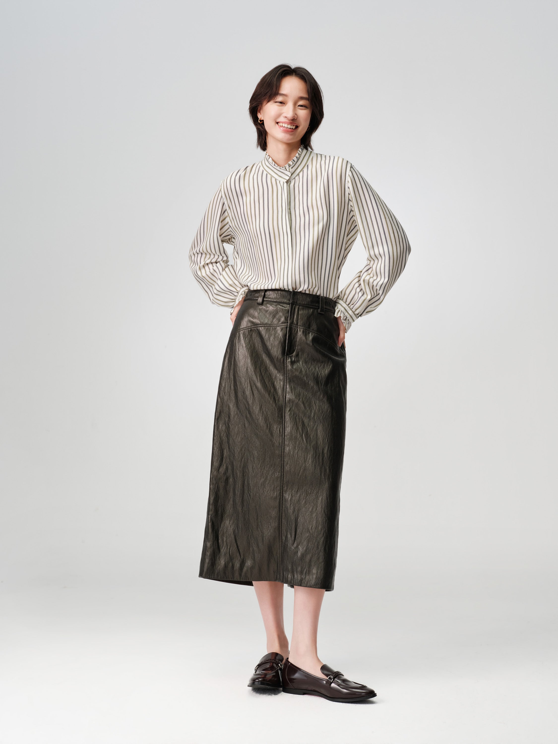 EP YAYING Mini A-Line PU Leather Skirt