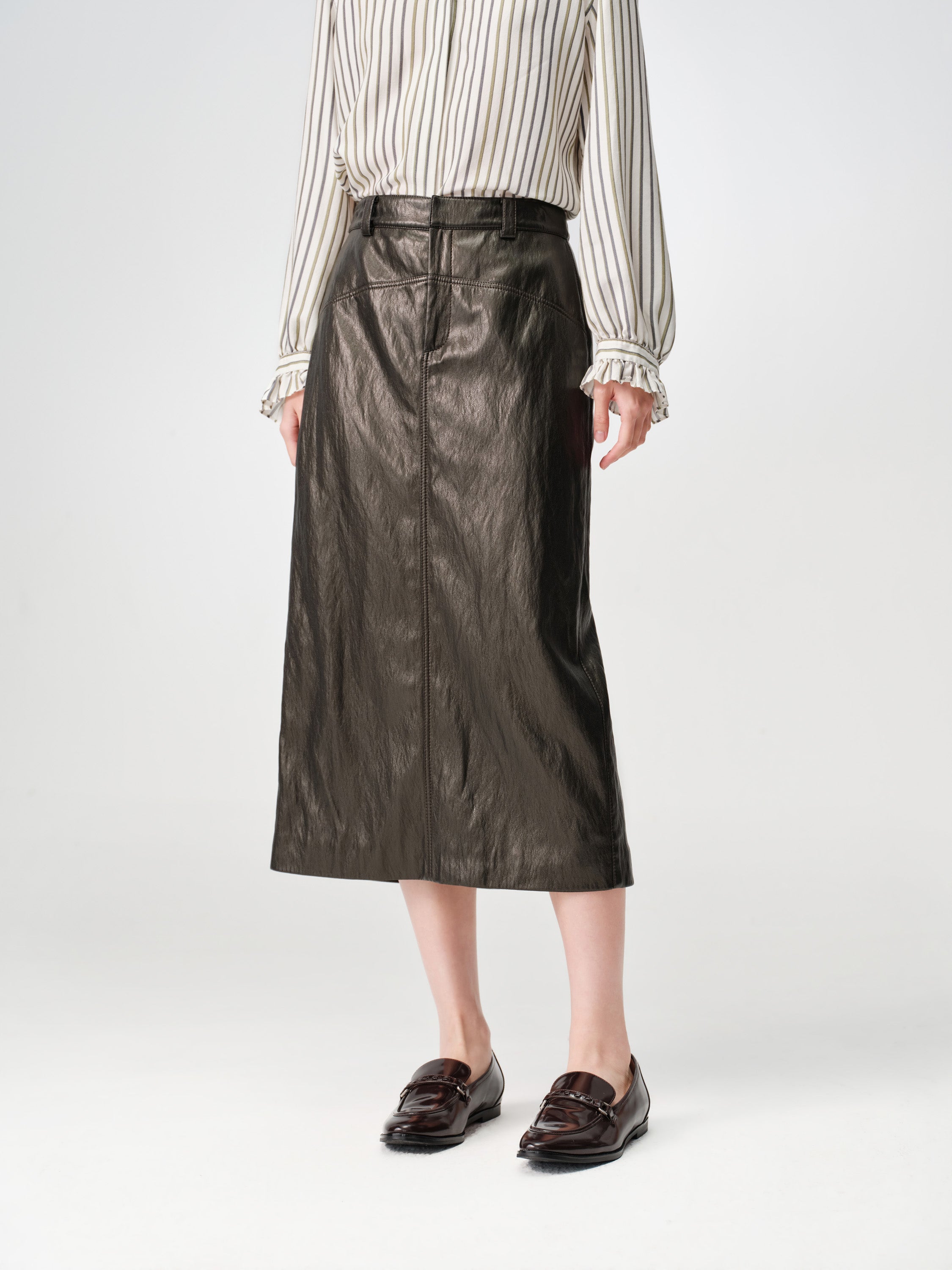 EP YAYING Mini A-Line PU Leather Skirt